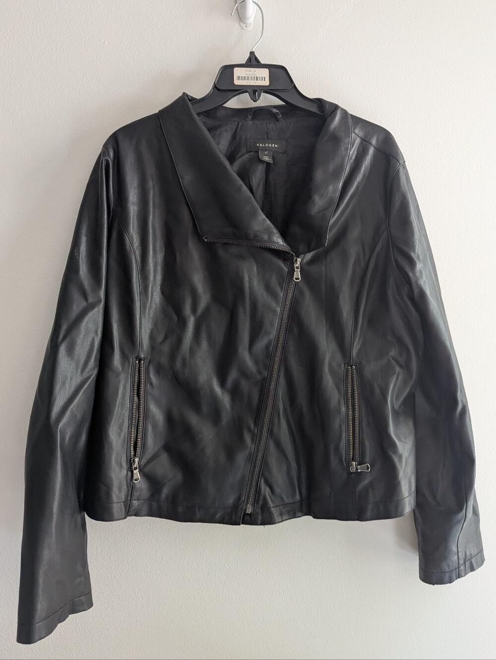Black Asymmetric Zip Faux Leather Jacket